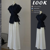 Summer Outfit Set for Women 2025 New Design Waist-Cinching Tie Shirt Slimming Casual Pants Two-Piece Trendy Set
