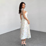 French-Style Gentle Holiday Style Sweet Girl Floral Suspender Dress Summer New Style Waist-Slimming High-End Dress Long Dress