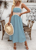 2025 Summer New Style Tube Top Backless Suspender Dress Retro Printed Long Skirt Cross-Border Foreign Trade Amazon Style for Women