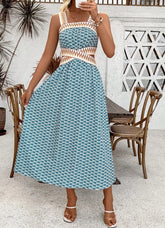 2025 Summer New Style Tube Top Backless Suspender Dress Retro Printed Long Skirt Cross-Border Foreign Trade Amazon Style for Women