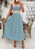 2025 Summer New Style Tube Top Backless Suspender Dress Retro Printed Long Skirt Cross-Border Foreign Trade Amazon Style for Women