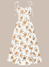 2025 European and American Cross-Border Amazon Independent Station French Summer Waist Sexy Floral Slim Suspender Dress