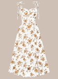 2025 European and American Cross-Border Amazon Independent Station French Summer Waist Sexy Floral Slim Suspender Dress