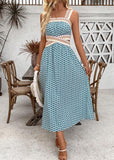 2025 Summer New Style Tube Top Backless Suspender Dress Retro Printed Long Skirt Cross-Border Foreign Trade Amazon Style for Women