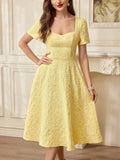Vintage Classic Elegant Women's Clothing, Spring/Summer Fitted Jacquard Dress, Umbrella-Shaped Skirt Dress