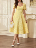 Vintage Classic Elegant Women's Clothing, Spring/Summer Fitted Jacquard Dress, Umbrella-Shaped Skirt Dress