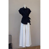 Summer Outfit Set for Women 2025 New Design Waist-Cinching Tie Shirt Slimming Casual Pants Two-Piece Trendy Set