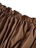 Dressfo 2024 New Womens Lace Up Vintage Midi Dress Square Neck Ruched Ruffles Cap Sleeve High Waist Dress Summer Dresses