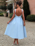 Townlike Pleated Waist Wrap A-line Dress Women Elegant Midi Long 2024 Summer Dress Backless Nightclub Sexy Party Dresses