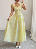 Women's Yellow Smocked Midi Dress