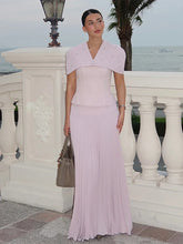 Elegant Shawl Pleated Top Long Skirt Women Set Sleeveless Tops Diamond Shawl High Waist Fashion Evening Skirts Summer Lady Suit