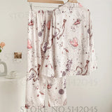 Summer Women's Pajama Sets Short Sleeve Pyjamas Flower Print Home Clothes Sleepwear Soft and Comfortable Loungewear Nightwear