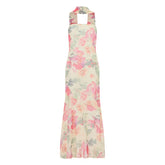 hirigin Womens Floral Strapless Dress Y2k Backless Sleeveless Tube Long Dresses Sexy Mesh Bodycon Summer Beach Party Sundress