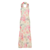 hirigin Womens Floral Strapless Dress Y2k Backless Sleeveless Tube Long Dresses Sexy Mesh Bodycon Summer Beach Party Sundress