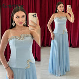 Gabriellar Stylish Rhinestones Eveining Dresses Dubai Sleeveless A-line Chiffon Pleats Elegant Party Dresses Customized