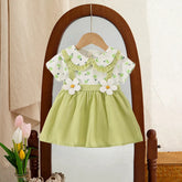 Baby Girl Dresses Summer Flower Short Sleeve Girls Dresses Cute Lapel Girls Dresses Baby Girl Clothes