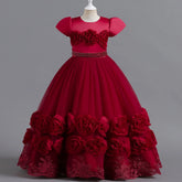 Puffy Flower Girls Dress Children Christmas Costume Kids Pageant Party Bridesmaid Dresses For Girl Princess Wedding Ball Gown