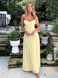 Townlike Elegant Maxi Long Waist Wrap A-line Dress Women Spaghetti Strap 2024 Spring Summer Dress Backless Sexy Party Dresses