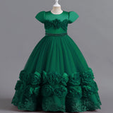 Puffy Flower Girls Dress Children Christmas Costume Kids Pageant Party Bridesmaid Dresses For Girl Princess Wedding Ball Gown
