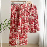 Summer Women's Pajama Sets Short Sleeve Pyjamas Flower Print Home Clothes Sleepwear Soft and Comfortable Loungewear Nightwear