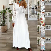 Woman Dress Superior Quality Summer Lace Sleeve V Neck A Line Solid Color Dresses Casual Vestidos Dropshipping JYFZ1690