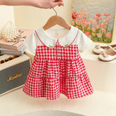 Baby Dresses Summer Plaid Short Sleeve Girls Dresses Cute Casual Baby Girl Clothes