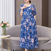 New Fashion Women Summer Dresses Cotton Vintage Dress Vestidos Robe Plus Size Casual Print Dresses A-line Short Sleeve Femme