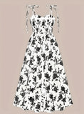 2025 European and American Cross-Border Amazon Independent Station French Summer Waist Sexy Floral Slim Suspender Dress