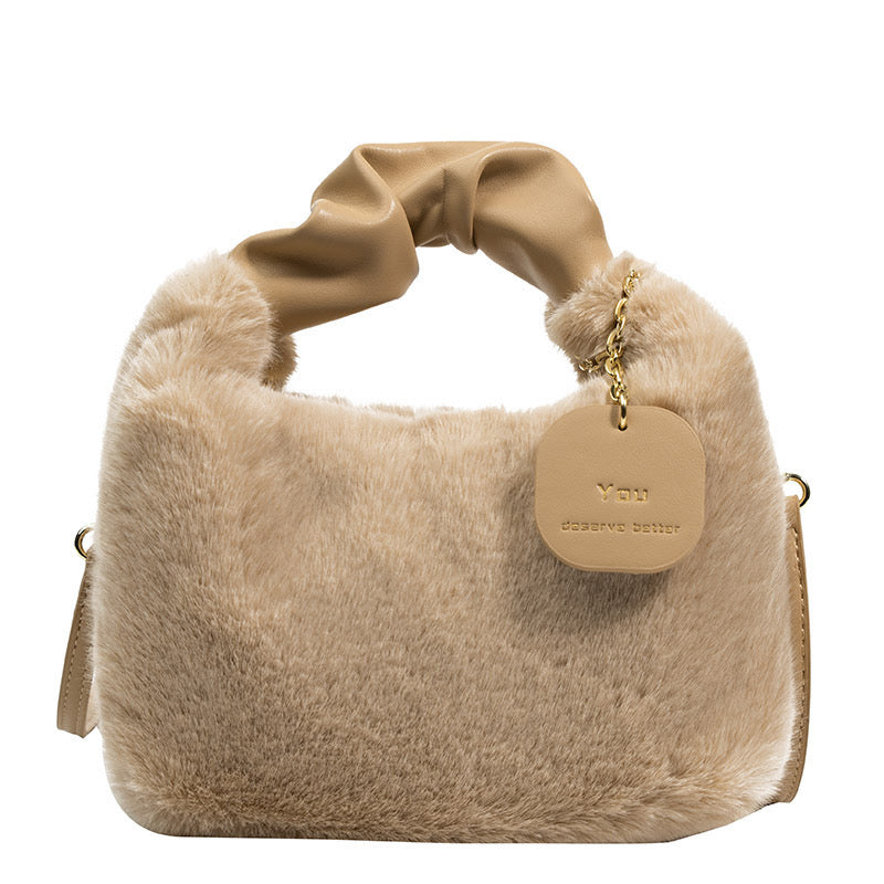 2023 winter new furry bag fashionable high-end crossbody bag plush handbag versatile niche handbag