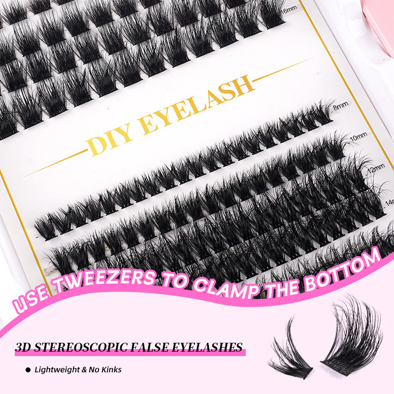 Messy hot-melt 3D single-cluster eyelashes 80D planted false eyelashes cross-border natural and dense European and American DIY self-adhesive