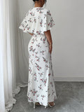 Summer Women's New Fashion Style Vacation Casual Slim Fit Printed Design Elegant Vacation Summer Romantic Dress