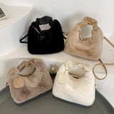 2023 winter new furry bag fashionable high-end crossbody bag plush handbag versatile niche handbag