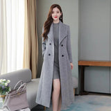 Windbreaker 2024 Spring and Autumn new woolen coat for women over the knee thickened large size lapel super long slim waist coat