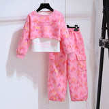 [Girls' autumn sweatshirt suit, new style, fashionable children's clothing, internet celebrity fashionable sports three-piece suit, baby spring and autumn clothes]