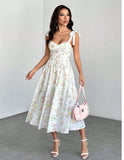 French-Style Gentle Holiday Style Sweet Girl Floral Suspender Dress Summer New Style Waist-Slimming High-End Dress Long Dress