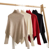 Irregular pullover high collar sweater for women in autumn and winter lazy style high texture loose outer wear soft glutinous knitted sweater thickened