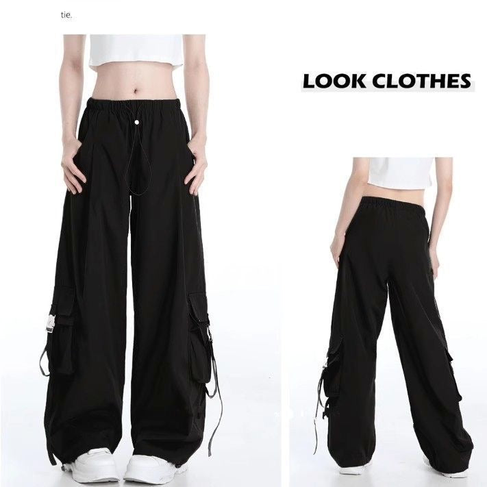 Fashion suit #contrast navy collar fake two-piece loose slim top with designer pocket casual pants