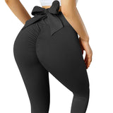 European and American seamless nude yoga pants women's bow peach hip-lifting sports fitness pants yoga clothes lulu yoga pants