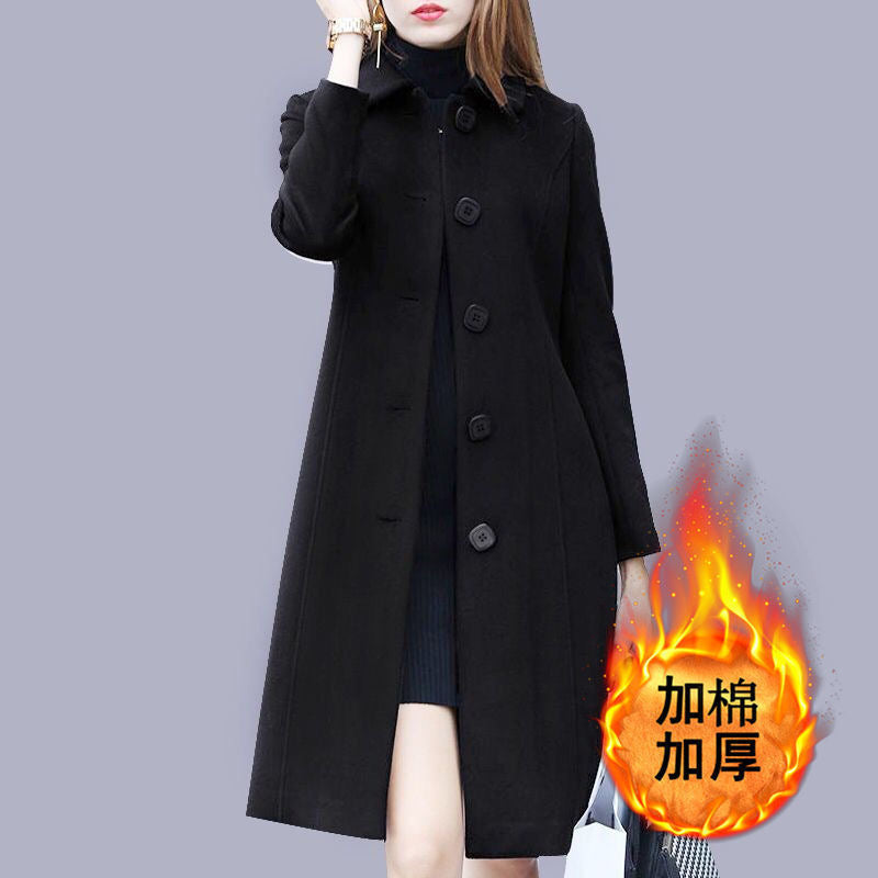 2025 Spring and Autumn New Wool Coat Women's Mid-Length British Style Slim Fit Dragon and Phoenix Coat Suit Windbreaker Trend