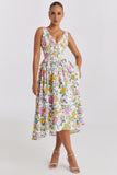 2026 Spring New Collection Elegant Backless Printed Waist-Cinching Long Dress for Women, Inspired by European and American Fashion