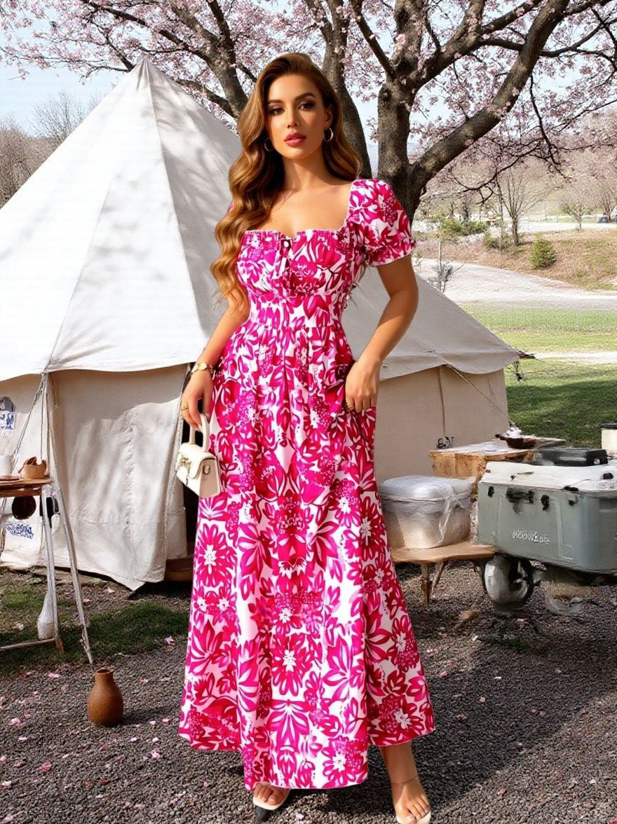European and American Amazon Cross-Border Foreign Trade Women's Clothing New Elegant and Fashionable Printed Skirt Long Dress