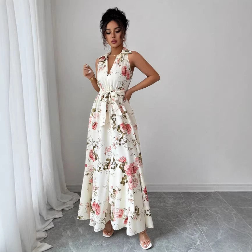 Amazon Independent Site Foreign Trade Long Dress 2026 Summer New European and American Cross-Border Women's Printed Sleeveless Dress