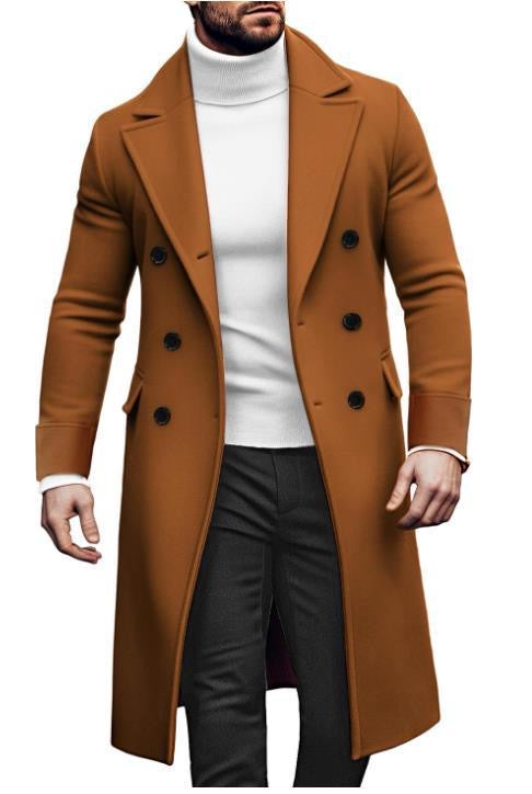 European station 2024 new woolen long coat men Amazon double-breasted jacket European version AliExpress spot eBay