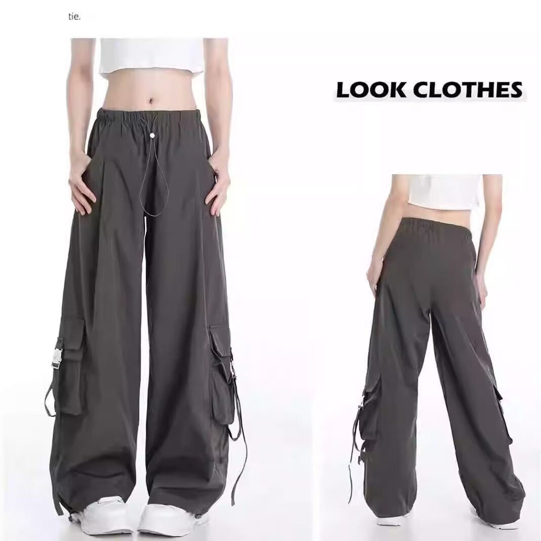 Fashion suit #contrast navy collar fake two-piece loose slim top with designer pocket casual pants