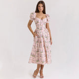 2026 Cross-Border Spring and Summer New Amazon Cross-Border European and American Dresses, Artistic French-Style Fresh Print Fashion Women's Clothing