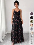 2025 New European and American Style Printed Suspender Long Dress Summer Vacation Flowy Dress