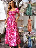 European and American Amazon Cross-Border Foreign Trade Women's Clothing New Elegant and Fashionable Printed Skirt Long Dress