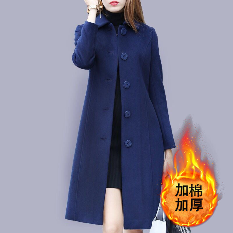 2025 Spring and Autumn New Wool Coat Women's Mid-Length British Style Slim Fit Dragon and Phoenix Coat Suit Windbreaker Trend