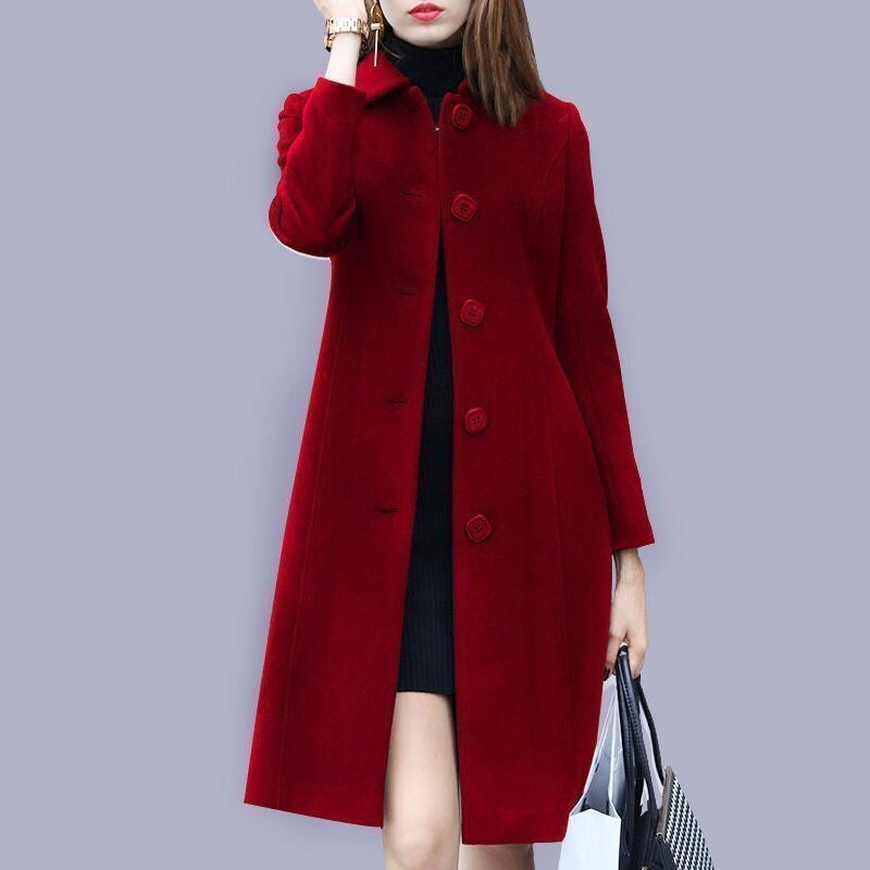 2025 Spring and Autumn New Wool Coat Women's Mid-Length British Style Slim Fit Dragon and Phoenix Coat Suit Windbreaker Trend