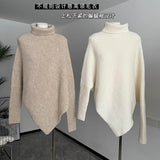 Irregular pullover high collar sweater for women in autumn and winter lazy style high texture loose outer wear soft glutinous knitted sweater thickened